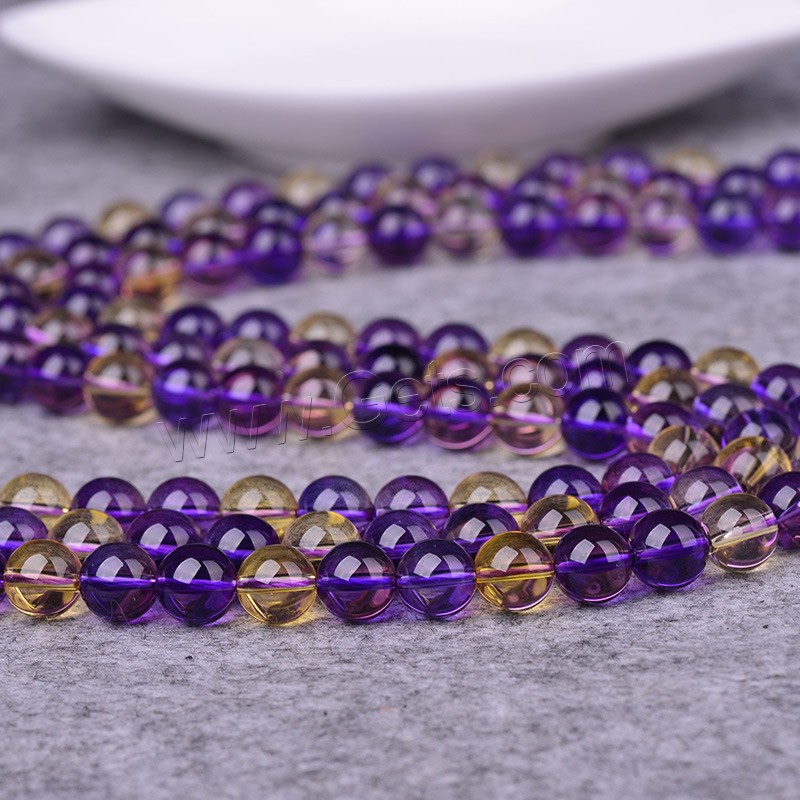 Natural Ametrine Beads, Round, synthetic, different size for choice, Hole:Approx 1-2mm, Length:Approx 15 Inch, Sold By Strand