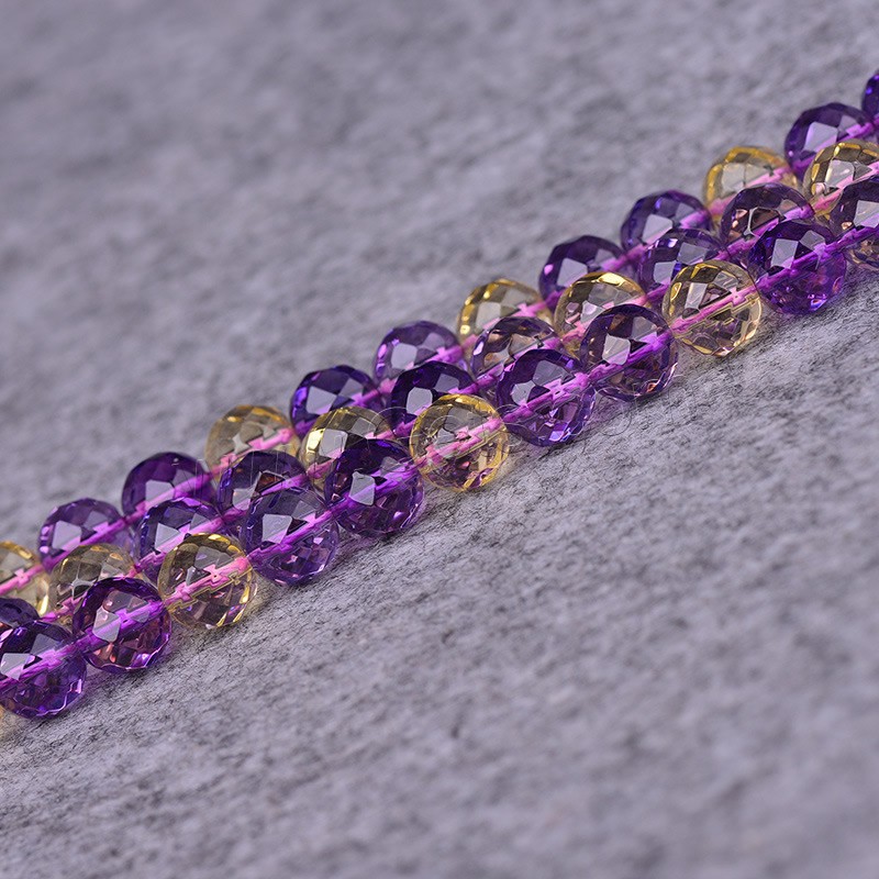 Natural Ametrine Beads, Round, synthetic, 64-sided & different size for choice & faceted, Hole:Approx 1-2mm, Length:Approx 13.3 Inch, Sold By Strand