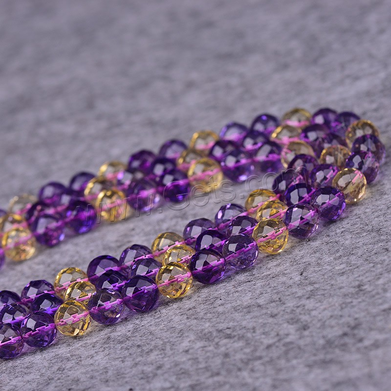 Natural Ametrine Beads, Round, synthetic, 64-sided & different size for choice & faceted, Hole:Approx 1-2mm, Length:Approx 13.3 Inch, Sold By Strand