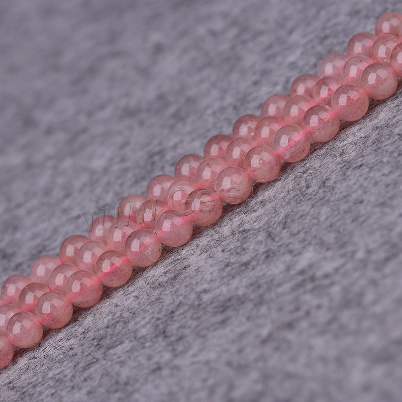 Strawberry Quartz Perle, rund, natürlich, verschiedene Größen vorhanden, Grade AAAAA, Bohrung:ca. 1mm, Länge:ca. 15 ZollInch, verkauft von Strang