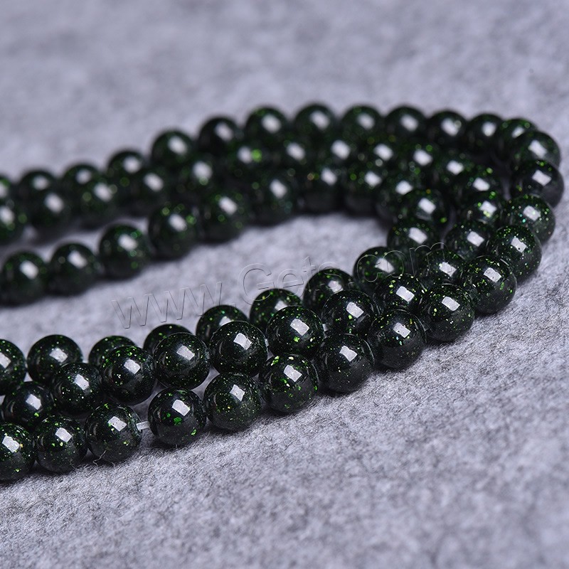 Grüne Goldstein Perlen, grüner Goldsandstein, rund, synthetisch, verschiedene Größen vorhanden, Bohrung:ca. 1-2mm, Länge:ca. 14 ZollInch, verkauft von Strang