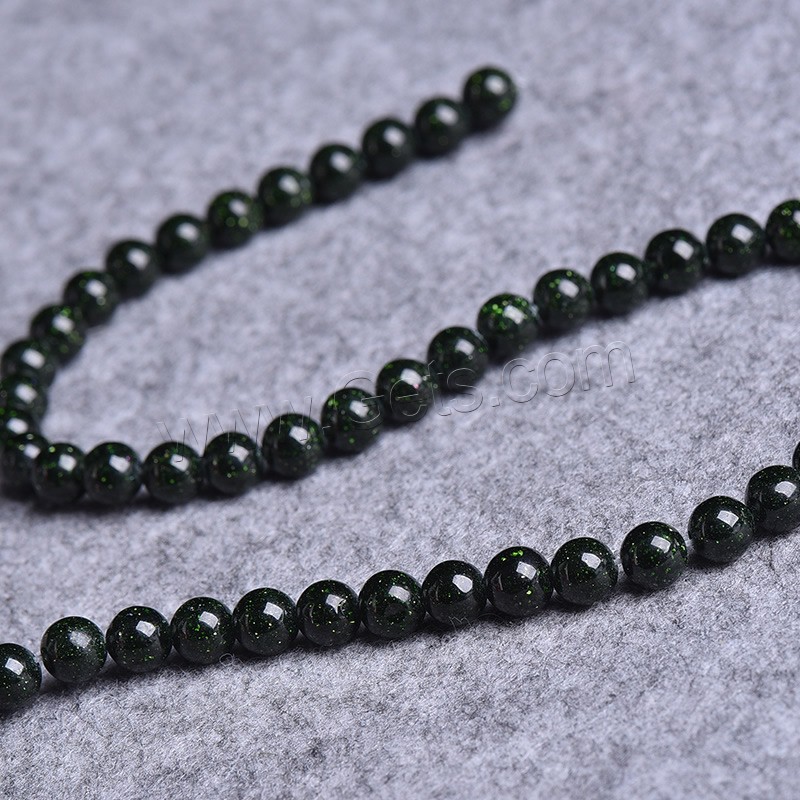 Grüne Goldstein Perlen, grüner Goldsandstein, rund, synthetisch, verschiedene Größen vorhanden, Bohrung:ca. 1-2mm, Länge:ca. 14 ZollInch, verkauft von Strang
