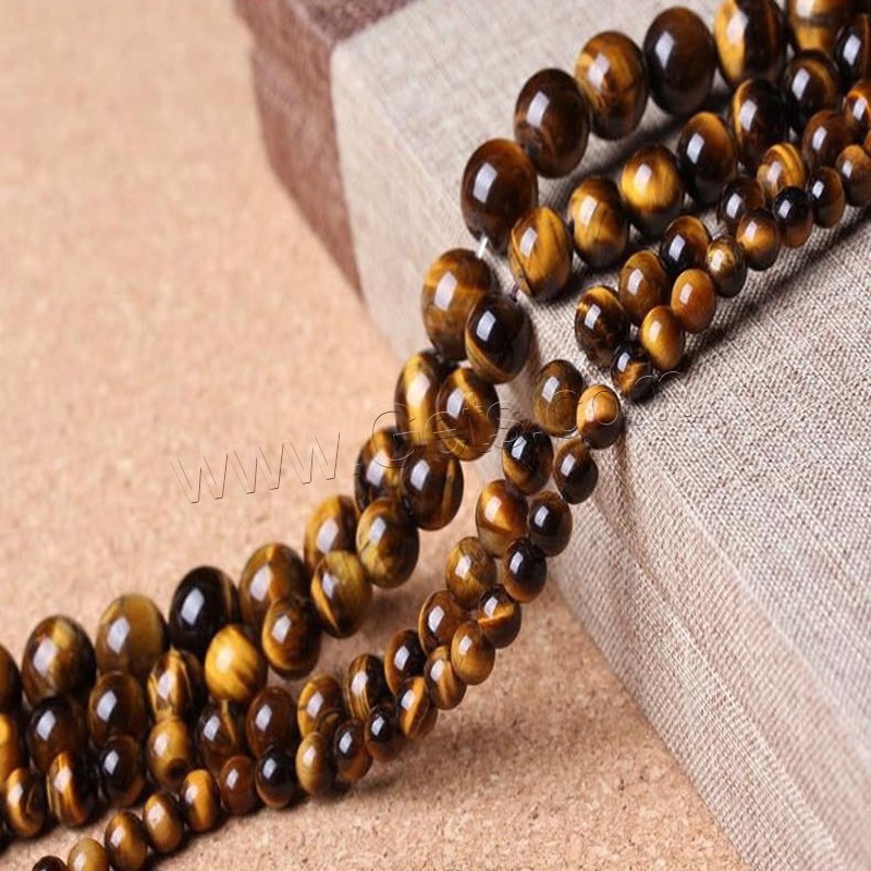 Tiger Eye Beads, Round, natural, different size for choice, Grade A, Hole:Approx 0.8-1mm, Length:Approx 15 Inch, Sold By Strand