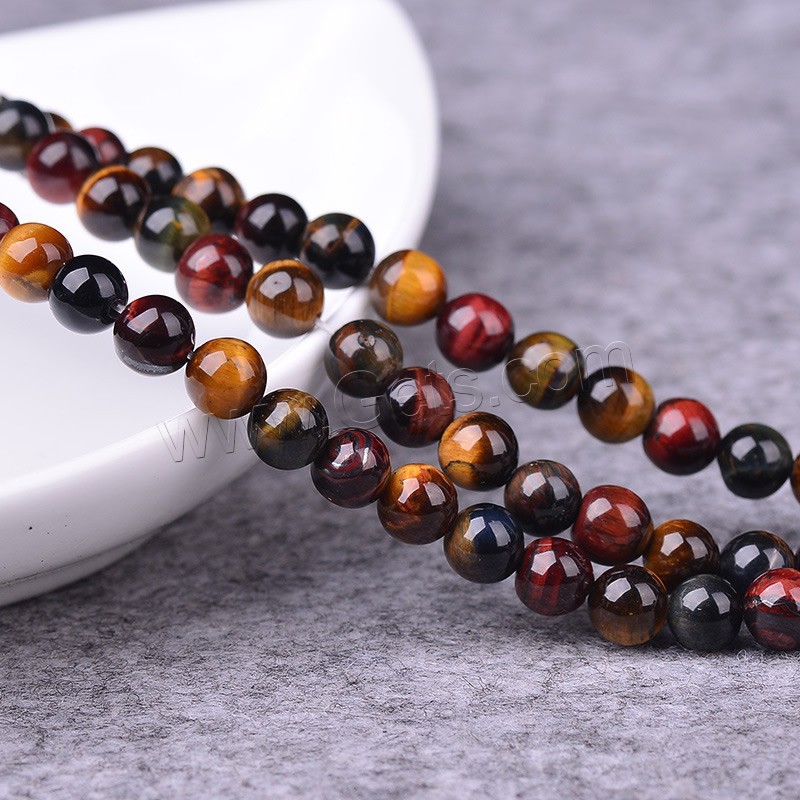 Tiger Eye Beads, Round, natural, different size for choice, Hole:Approx 1-2mm, Length:Approx 15 Inch, Sold By Strand
