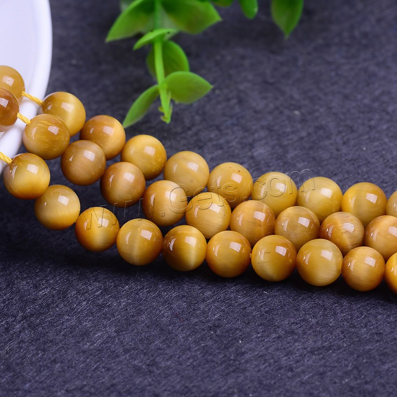 Tiger Eye Beads, Round, natural, different size for choice, golden yellow, Grade AAAAA, Hole:Approx 1-2mm, Length:Approx 15 Inch, Sold By Strand