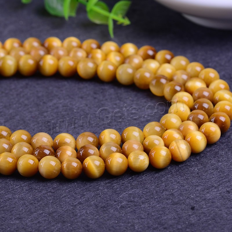 Tiger Eye Beads, Round, natural, different size for choice, golden yellow, Grade AAAAA, Hole:Approx 1-2mm, Length:Approx 15 Inch, Sold By Strand