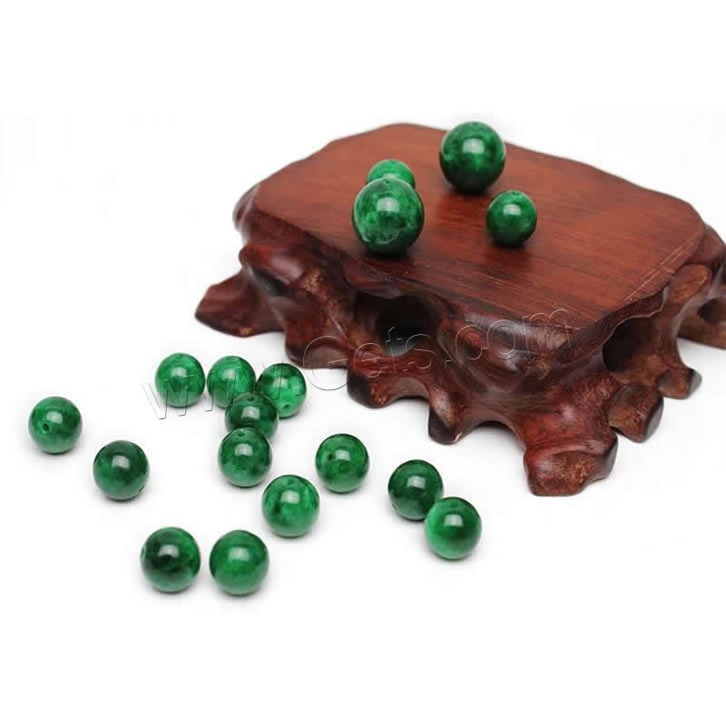 Jadeit Perlen, rund, verschiedene Größen vorhanden, Bohrung:ca. 1-2mm, Länge:ca. 15 ZollInch, verkauft von Strang
