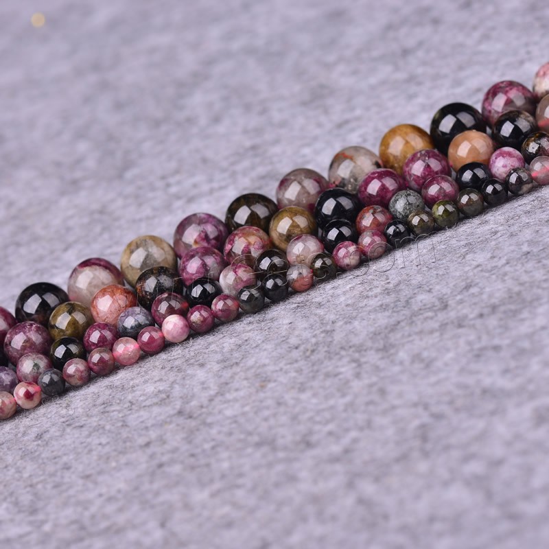 Perles de Tourmaline naturels, Rond, Birthstone octobre & normes différentes pour le choix, Trou:Environ 0.5mm, Longueur:Environ 15 pouce, Vendu par brin