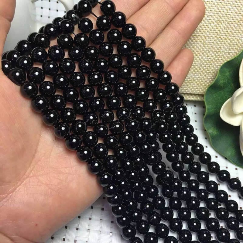 Natural Tourmaline Beads, Round, October Birthstone & different size for choice, black, Grade A, Hole:Approx 1-2mm, Length:Approx 15 Inch, Sold By Strand