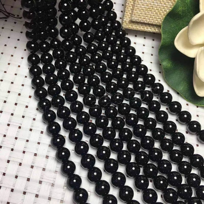 Natural Tourmaline Beads, Round, October Birthstone & different size for choice, black, Grade A, Hole:Approx 1-2mm, Length:Approx 15 Inch, Sold By Strand