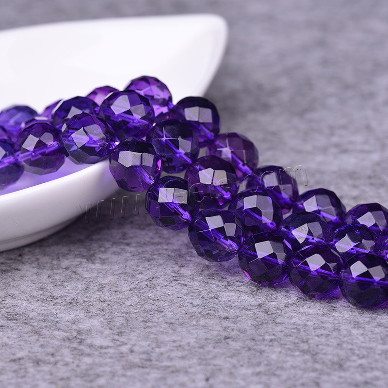 Natural Amethyst Beads, Round, synthetic, 64-sided & February Birthstone & different size for choice & faceted, Hole:Approx 1-2mm, Length:Approx 15 Inch, Sold By Strand