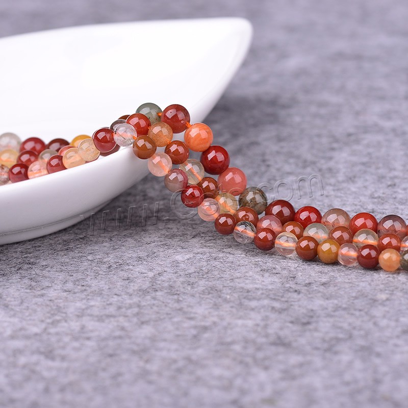 Rutilquarz Perlen, Rutilated Quarz, rund, natürlich, verschiedene Größen vorhanden, Bohrung:ca. 1-1.5mm, Länge:ca. 15 ZollInch, verkauft von Strang