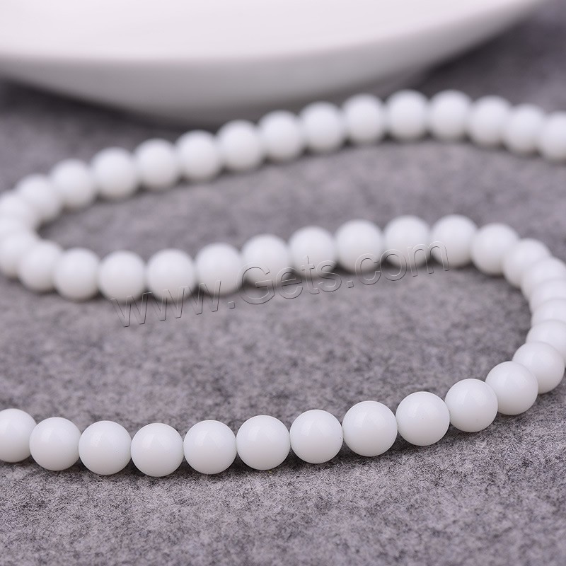 Perles en porcelaine blanche, Rond, naturel, normes différentes pour le choix, Niveau AA, Trou:Environ 1mm, Longueur:Environ 15 pouce, Vendu par brin