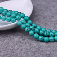 Synthetische Türkis Perlen, rund, verschiedene Größen vorhanden, grün, Bohrung:ca. 1mm, Länge:ca. 15 ZollInch, verkauft von Strang