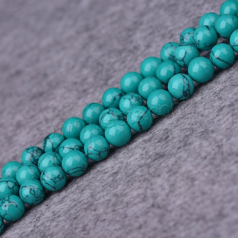 Synthetic Turquoise Beads, Round, different size for choice, green, Hole:Approx 1mm, Length:Approx 15 Inch, Sold By Strand