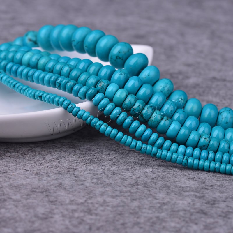 Perles en Turquoise naturelle, rondelle, normes différentes pour le choix, bleu, Trou:Environ 0.8-1.5mm, Longueur:Environ 15 pouce, Vendu par brin
