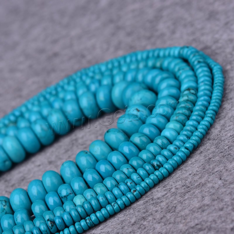 Perles en Turquoise naturelle, rondelle, normes différentes pour le choix, bleu, Trou:Environ 0.8-1.5mm, Longueur:Environ 15 pouce, Vendu par brin