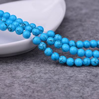 Synthetische Türkis Perlen, rund, verschiedene Größen vorhanden, blau, Bohrung:ca. 1-2mm, Länge:ca. 15 ZollInch, verkauft von Strang