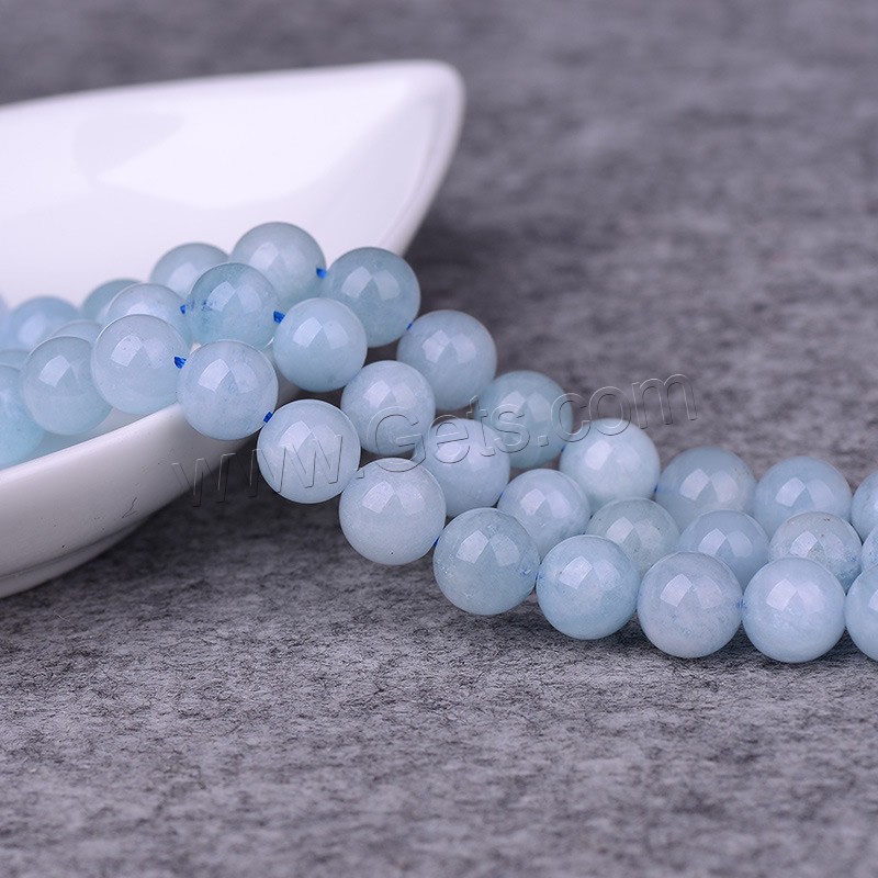 Aquamarine Beads, Round, natural, different size for choice, Grade AAA, Hole:Approx 1-2mm, Length:Approx 15 Inch, Sold By Strand