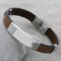 PU Leather Cord Bracelets, Stainless Steel, with PU Leather, original color Approx 7.5 Inch 