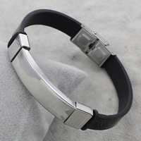 Bracelet en acier inoxydable Silicone, avec silicone, couleur originale Environ 7.5 pouce, Vendu par brin