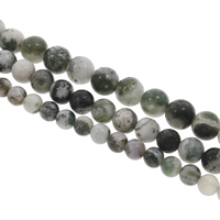 Natürliche Moosachat Perlen, Moos Achat, rund, verschiedene Größen vorhanden, Bohrung:ca. 1mm, Länge:ca. 15 ZollInch, verkauft von Strang