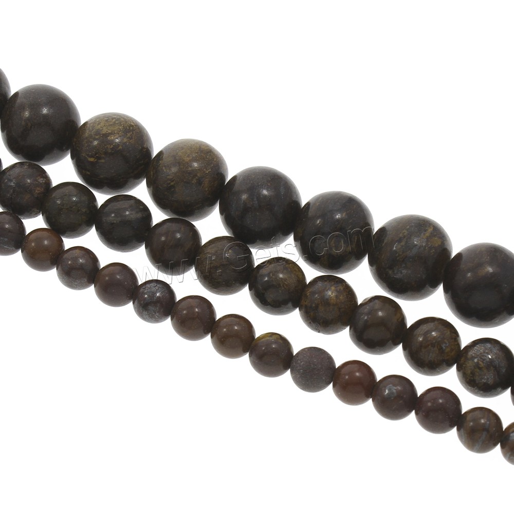 Tigereisen Stein Perle, rund, verschiedene Größen vorhanden, Bohrung:ca. 1mm, Länge:ca. 15 ZollInch, verkauft von Strang