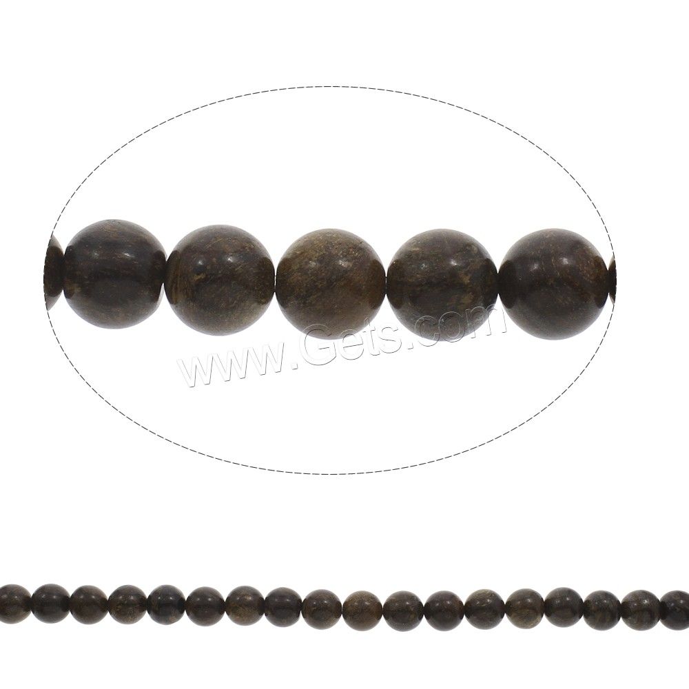 Tigereisen Stein Perle, rund, verschiedene Größen vorhanden, Bohrung:ca. 1mm, Länge:ca. 15 ZollInch, verkauft von Strang