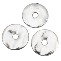 Arandelas de joya de aleación de cinc, aleación de zinc, Redondo aplanado, chapado en color de plata antigua, libre de plomo & cadmio, 15x2mm, agujero:aproximado 2mm, 100T/Bolsa, Vendido por Bolsa