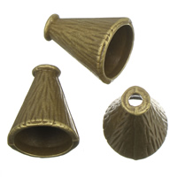 Zink Legierung Perlenkappen, Zinklegierung, antike Bronzefarbe plattiert, frei von Blei & Kadmium, 14x18mm, Bohrung:ca. 2mm, 11mm, 100G/Tasche, verkauft von Tasche