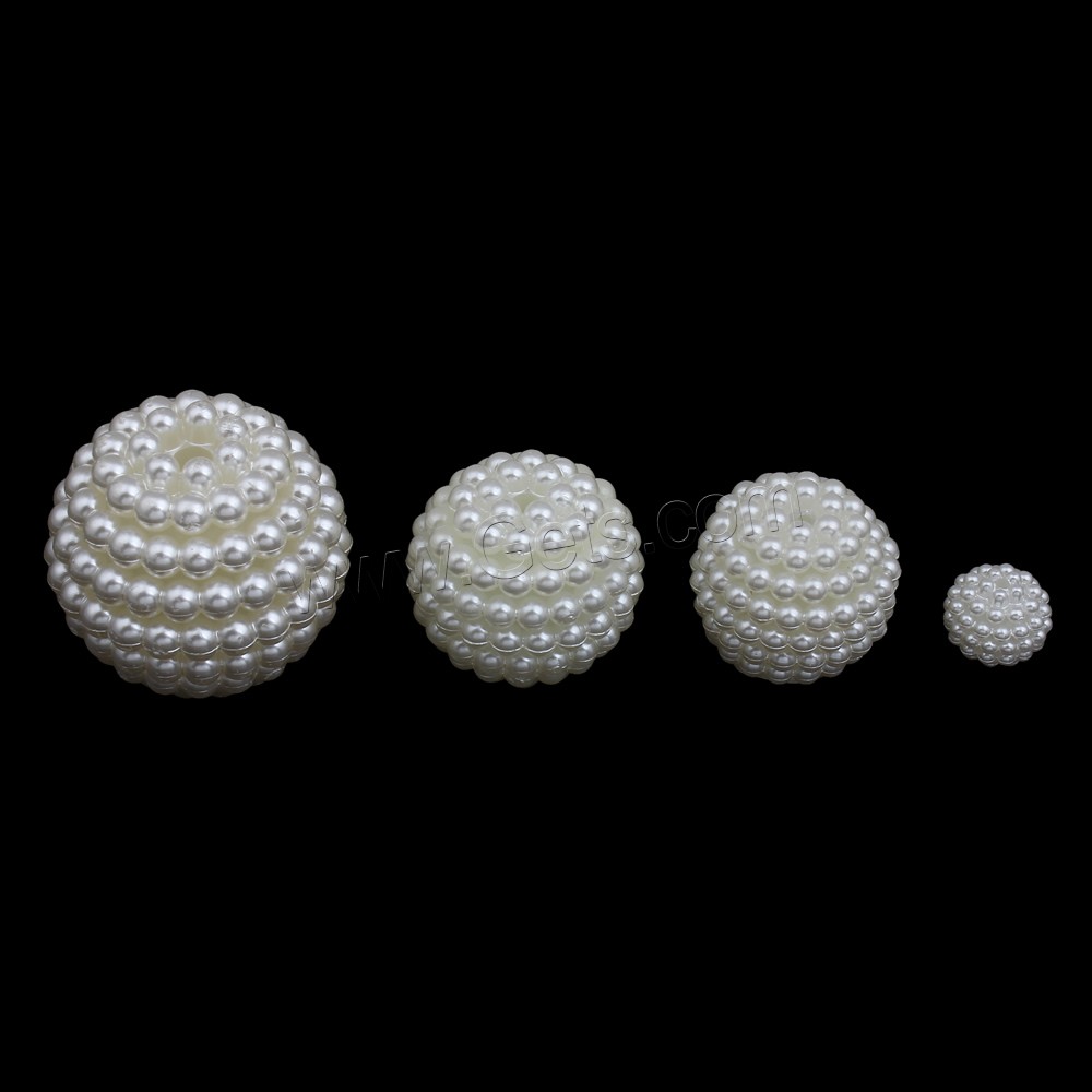 ABS Plastic Pearl Beads, Round, detachable, white, Sold By Bag