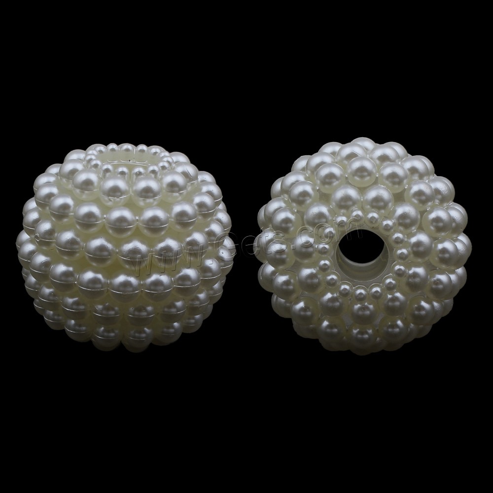ABS-Kunststoff-Perlen Großes Loch Perlen, rund, abnehmbare & verschiedene Größen vorhanden, weiß, verkauft von Tasche