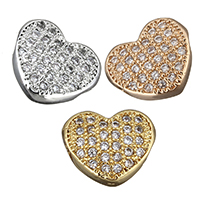 Perles zircon Micro Pave cubes, laiton, coeur, Placage, pavé de micro zircon & creux, plus de couleurs à choisir Environ 1.5mm, Vendu par PC