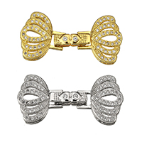 Brass Fold Over Clasp, plated, with connector bar & micro pave cubic zirconia Approx 