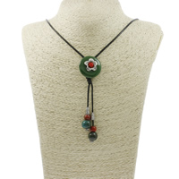 Фарфор свитер цепи ожерелье, фарфор, с Вощеная Конопля шнура & цинковый сплав, плакированный цветом под старое серебро длина:Приблизительно 26.5 дюймовый, продается Strand