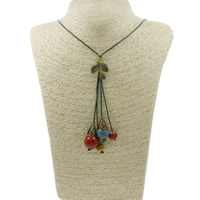 Фарфор свитер цепи ожерелье, фарфор, с Вощеная Конопля шнура & цинковый сплав, Покрытие под бронзу старую, не содержит свинец и кадмий длина:Приблизительно 25.5 дюймовый, продается Strand