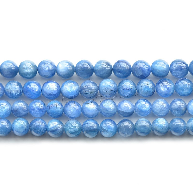 天然の藍晶石ビーズ, カヤナイト(藍晶石), ラウンド形, 異なるサイズの選択, 長さ:約 15 インチ, 売り手 ストランド