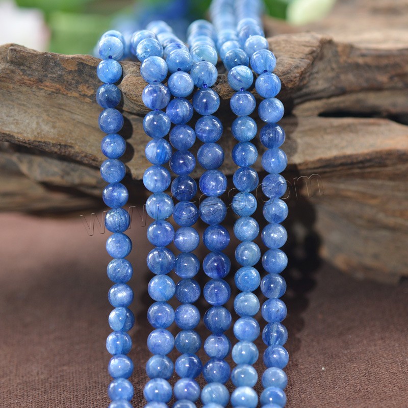 Natürliche Kyanit Perlen, Cyanit, rund, verschiedene Größen vorhanden, Länge:ca. 15 ZollInch, verkauft von Strang