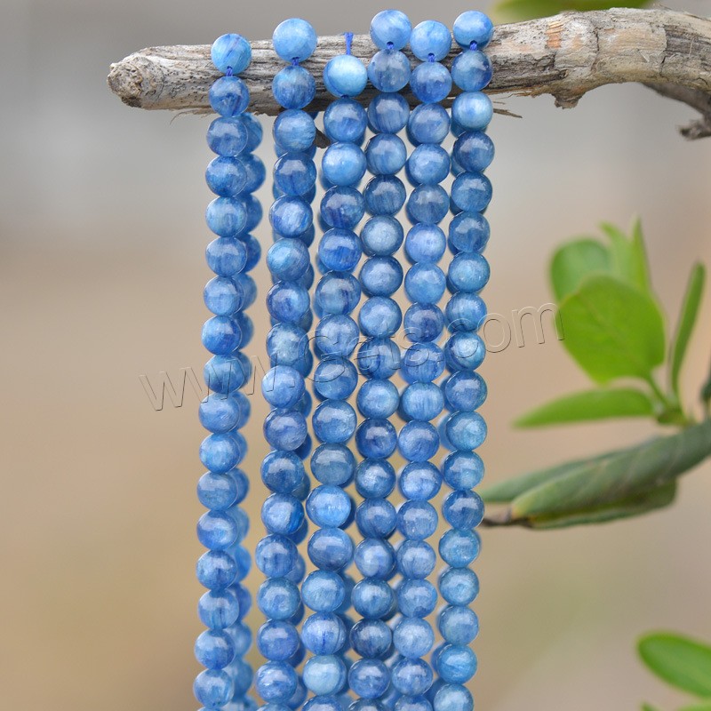 perles de disthène bleu, Rond, naturel, normes différentes pour le choix, Longueur:Environ 15 pouce, Vendu par brin