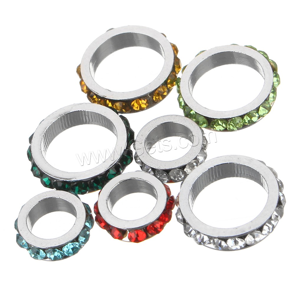 Donut Rhinestone Spacer , Brass, platinum color plated, different size for choice & with rhinestone, more colors for choice, Sold By PC