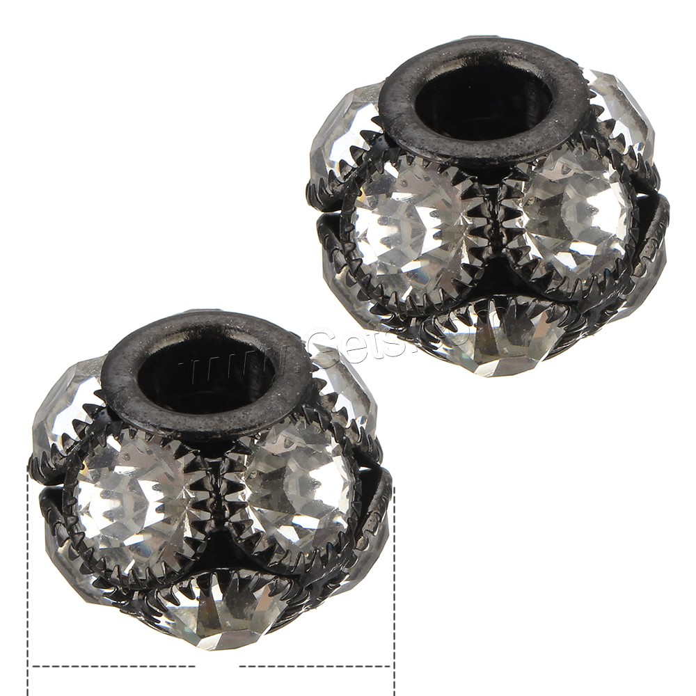 Ball Rhinestone Spacer, Brass, Drum, plated, different size for choice & with rhinestone, more colors for choice, Sold By PC