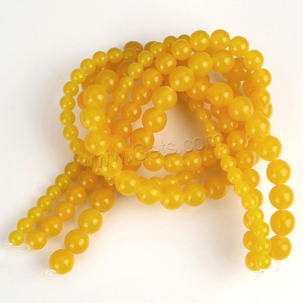Imitation Amber Resin Beads, Round, imitation beeswax & different size for choice, yellow, Sold By Strand