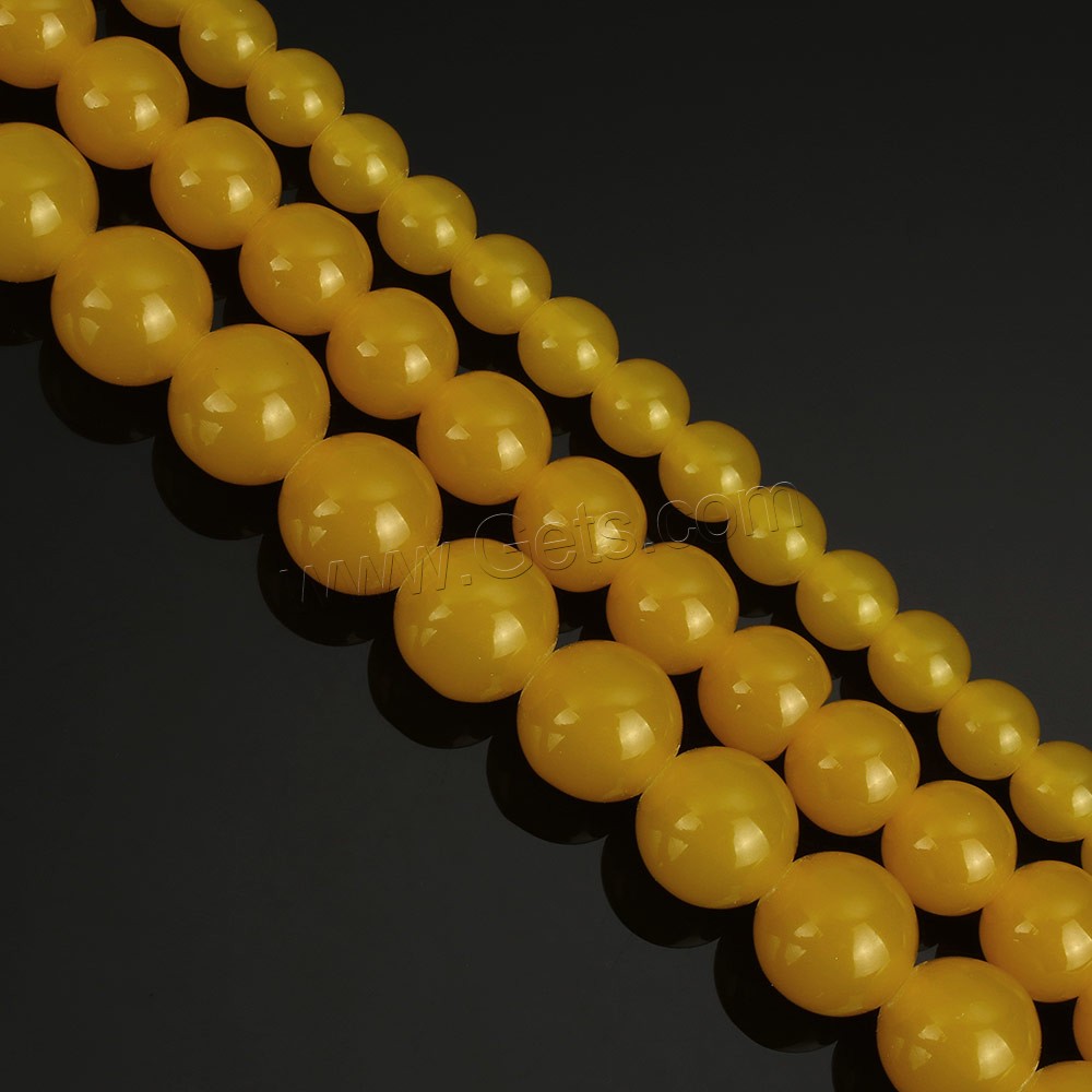 Imitation Amber Resin Beads, Round, imitation beeswax & different size for choice, yellow, Sold By Strand