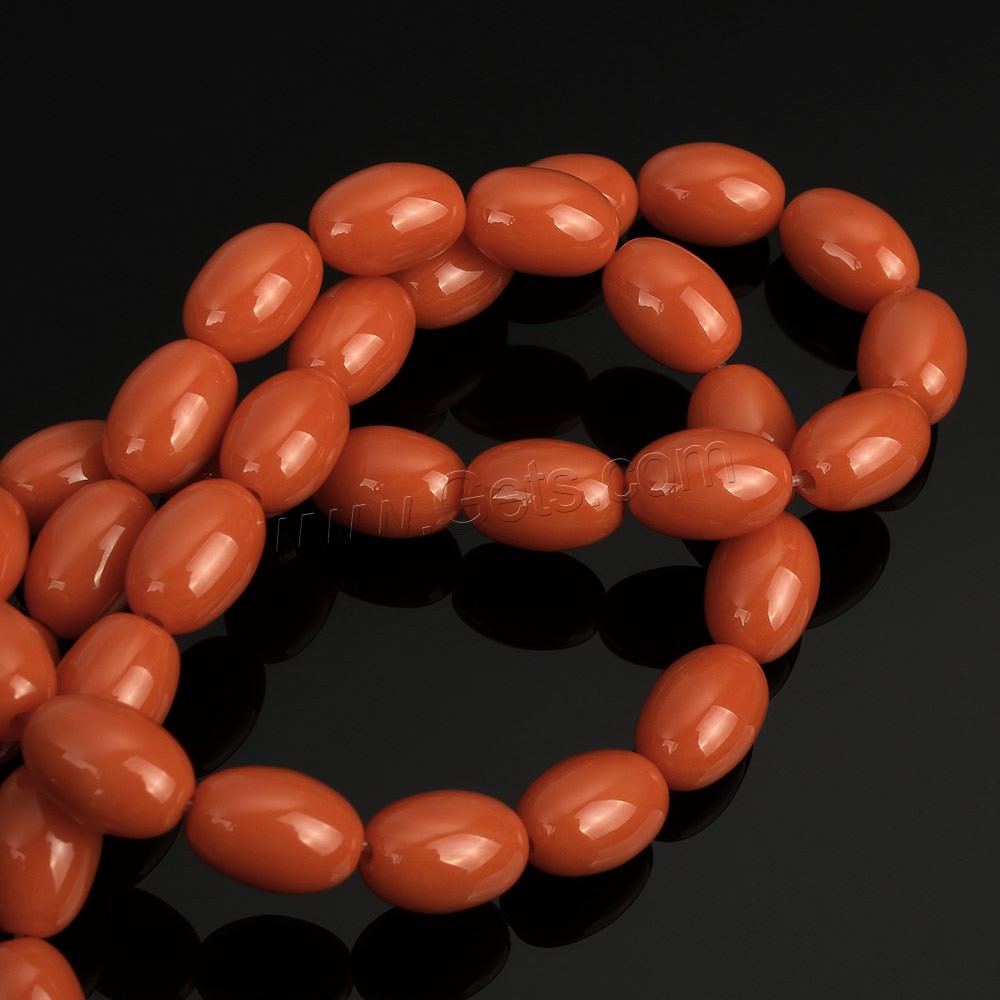 Imitierter Bernstein Harz Perlen, oval, Nachahmung Bienenwachs & verschiedene Größen vorhanden, rote Orange, Bohrung:ca. 1mm, verkauft von Strang