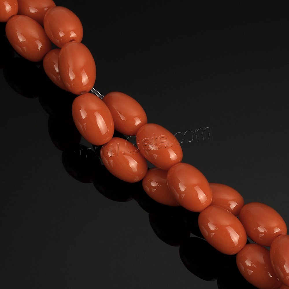 Imitierter Bernstein Harz Perlen, oval, Nachahmung Bienenwachs & verschiedene Größen vorhanden, rote Orange, Bohrung:ca. 1mm, verkauft von Strang