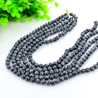 Snowflake Obsidian Bead, Round, natural black Approx 1mm Approx 15 Inch 