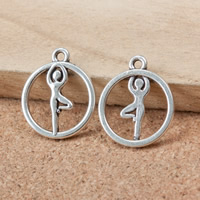 Zinc Alloy Flat Round Pendants, antique silver color plated Approx 1.5mm 