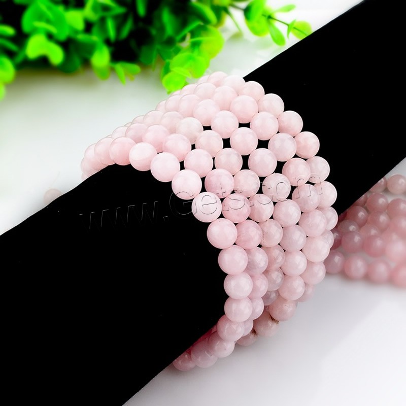 Natürliche Rosenquarz Perlen, rund, verschiedene Größen vorhanden, Bohrung:ca. 1mm, Länge:ca. 15 ZollInch, verkauft von Strang