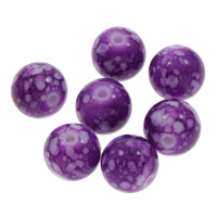 Acryl Schmuck Perlen, rund, Regen- Blume- Stein Muster, violett, 12mm, Bohrung:ca. 3.5mm, ca. 550PCs/Tasche, verkauft von Tasche