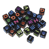 Solid Color Acrylic Beads, mixed, black, 7mm Approx 3.5mm, Approx 